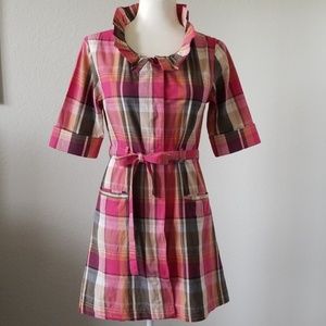 Anthropologie Floreat With A Flourish Plaid Dress
